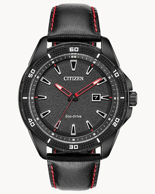 AR Men s Eco Drive AW1585 04E Black Dial Red Accent Watch CITIZEN